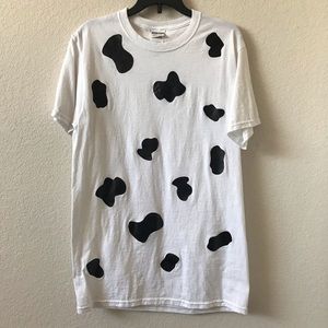 Black & White Cow Print Cotton T-shirt Size Small